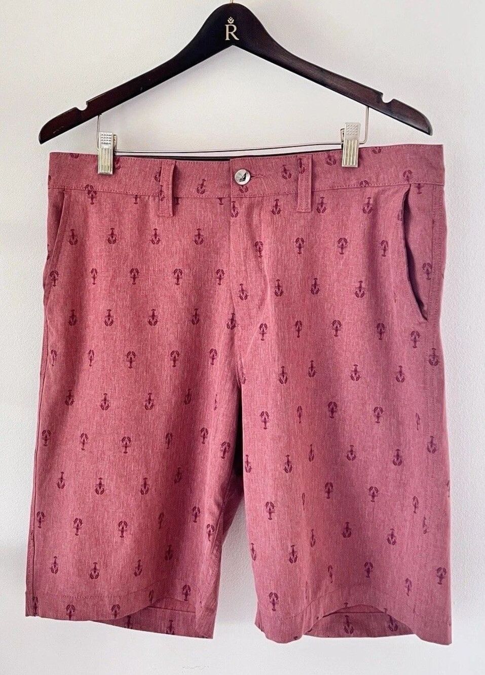 Atlantis Men’s Shorts 34 Red Lobster Pockets Stretch Beach Summer Lightweight